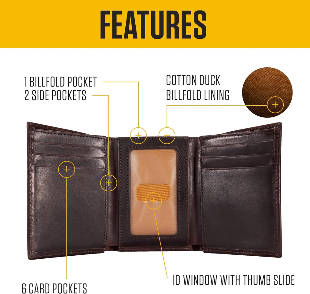 Carhartt Oil Tan Leather Trifold Wallet Brown