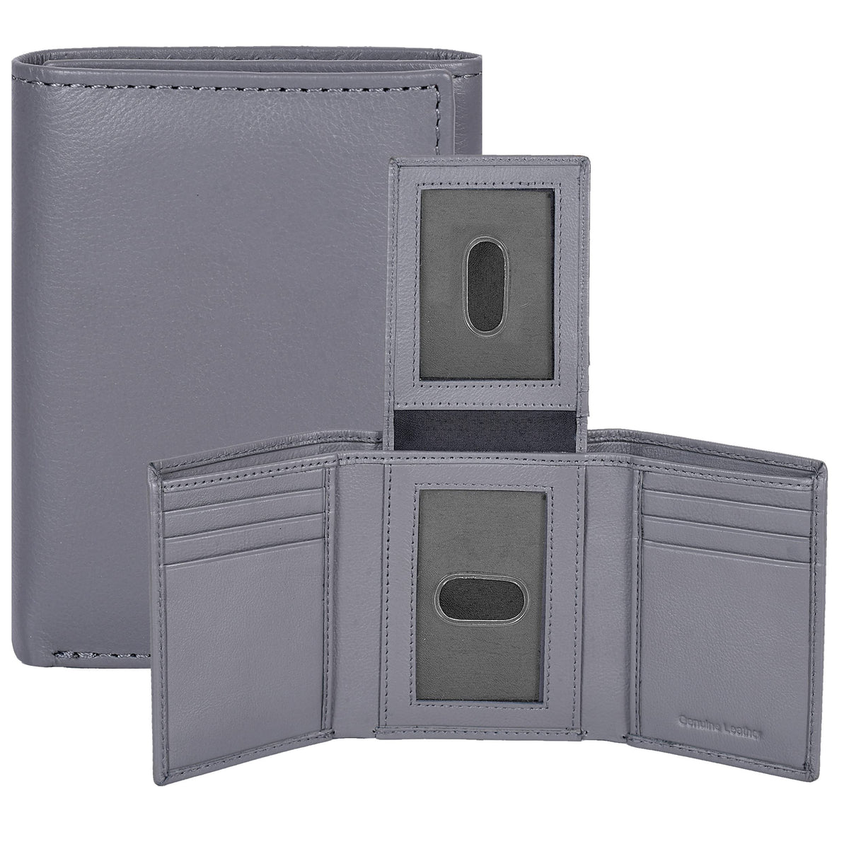 Real Leather Mens Trifold Wallet - RFID Slim Minimalist Front Pocket Gift