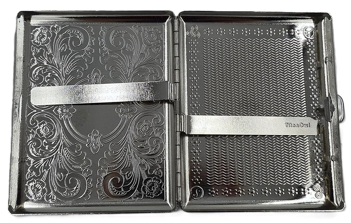 Cigarette Case Victorian Retro Style Metal Holder for Regular, King and 100's Size RFID Etched Antique Brass