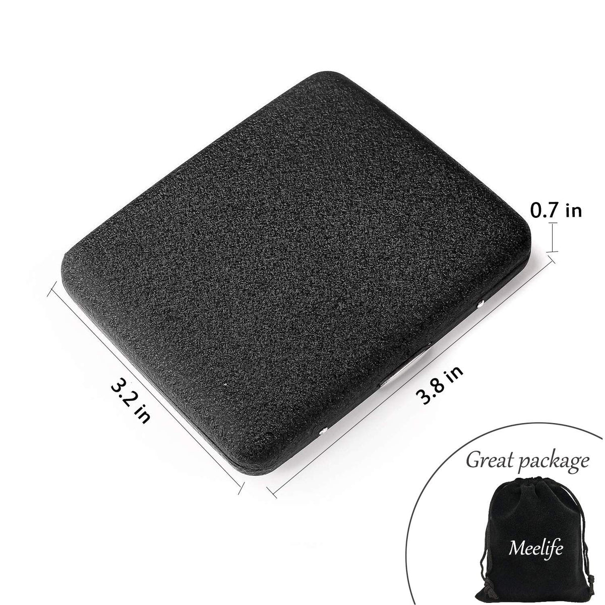 Alloy Frosted Cigarette Case Retro Cigaret Box Double Sided Metal Cigarette Holder for 18 Regular Cigarettes (Black)