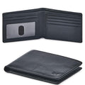 Real Leather Mens Bifold Wallet RFID Blocking Slim Minimalist Front Pocket - Thin & Stylish with ID Window in Gift Box (Crazy Horse, Coffee)