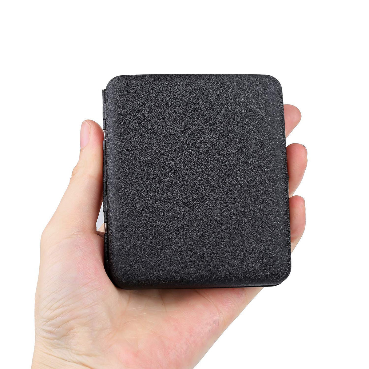 Alloy Frosted Cigarette Case Retro Cigaret Box Double Sided Metal Cigarette Holder for 18 Regular Cigarettes (Black)