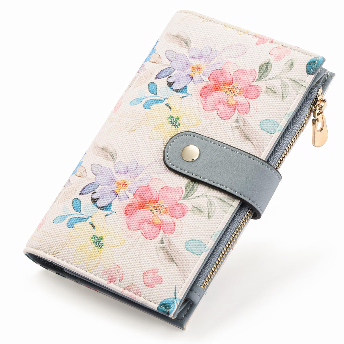 yiijay Women's Wallets RFID Blocking Leather Trifold Clutch Wallet Credit Card Holder Ladies Travel Wallet Purse with Passport/Pen Holder