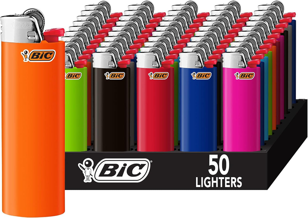 BIC Classic Lighter, Assorted Colors, 50-Count Tray, Assortment May Vary