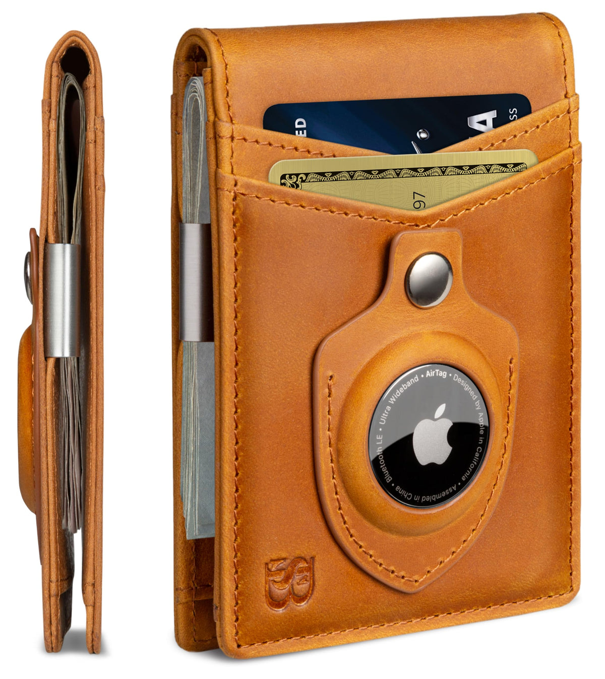 SERMAN BRANDS Money Clip Wallet - Mens Wallets slim Front Pocket RFID Blocking Card Holder Minimalist Mini Bifold