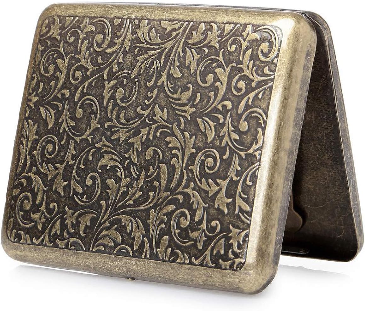 Retro Cigarettes Case Alloy Frosted Cigaret Box Double Sided Metal Cigarette Holder for 20 Regular Cigarettes