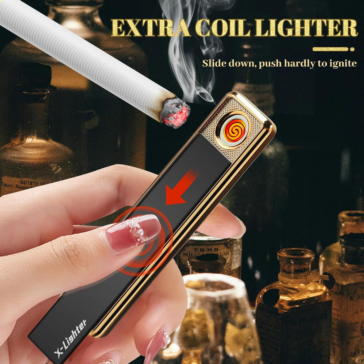 X-LIGHTER 2 Pack of Cigarette Case with Lighter for 100's King Size, Retro PU Leather 100mm Vintage Cigarettes Cases for Men Women Gifts (Black + Brown)