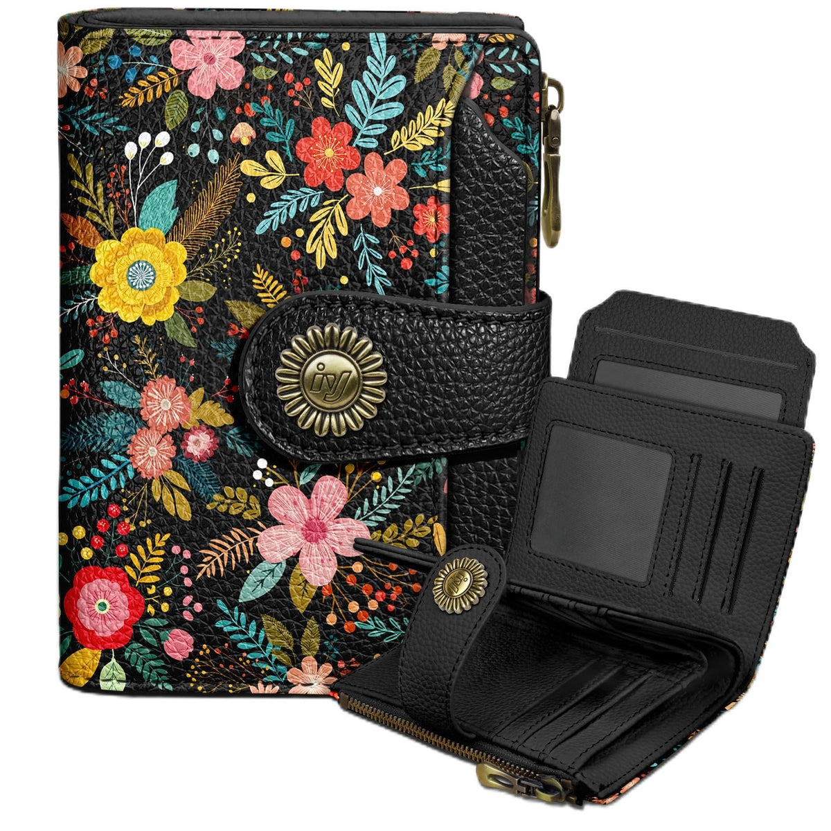 Icycay Cat Small Wallet Women RFID Blocking Bifold Cute Credit Card Holder