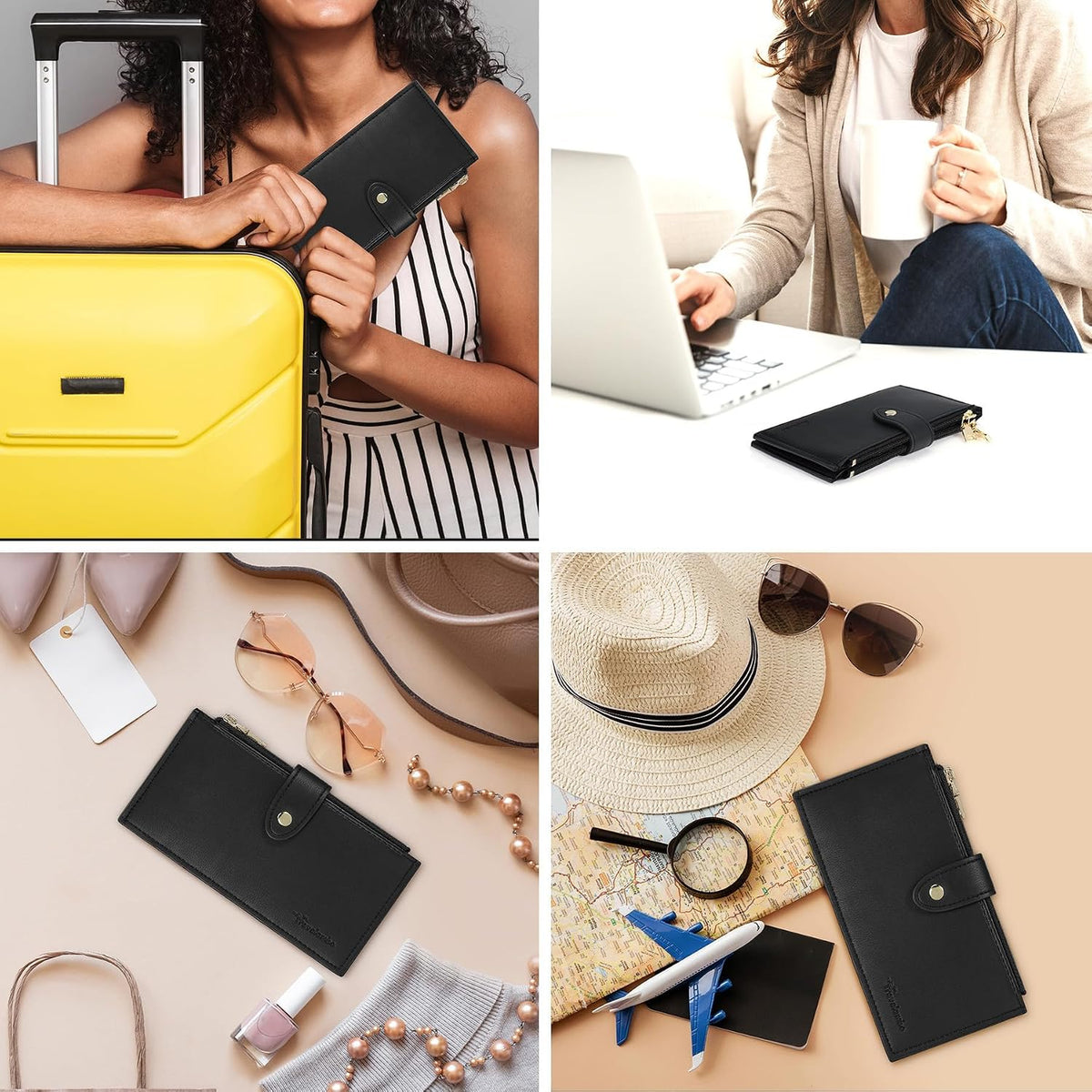 Travelambo Womens Leather Bifold Wallet, Slim RFID Blocking Card Holder