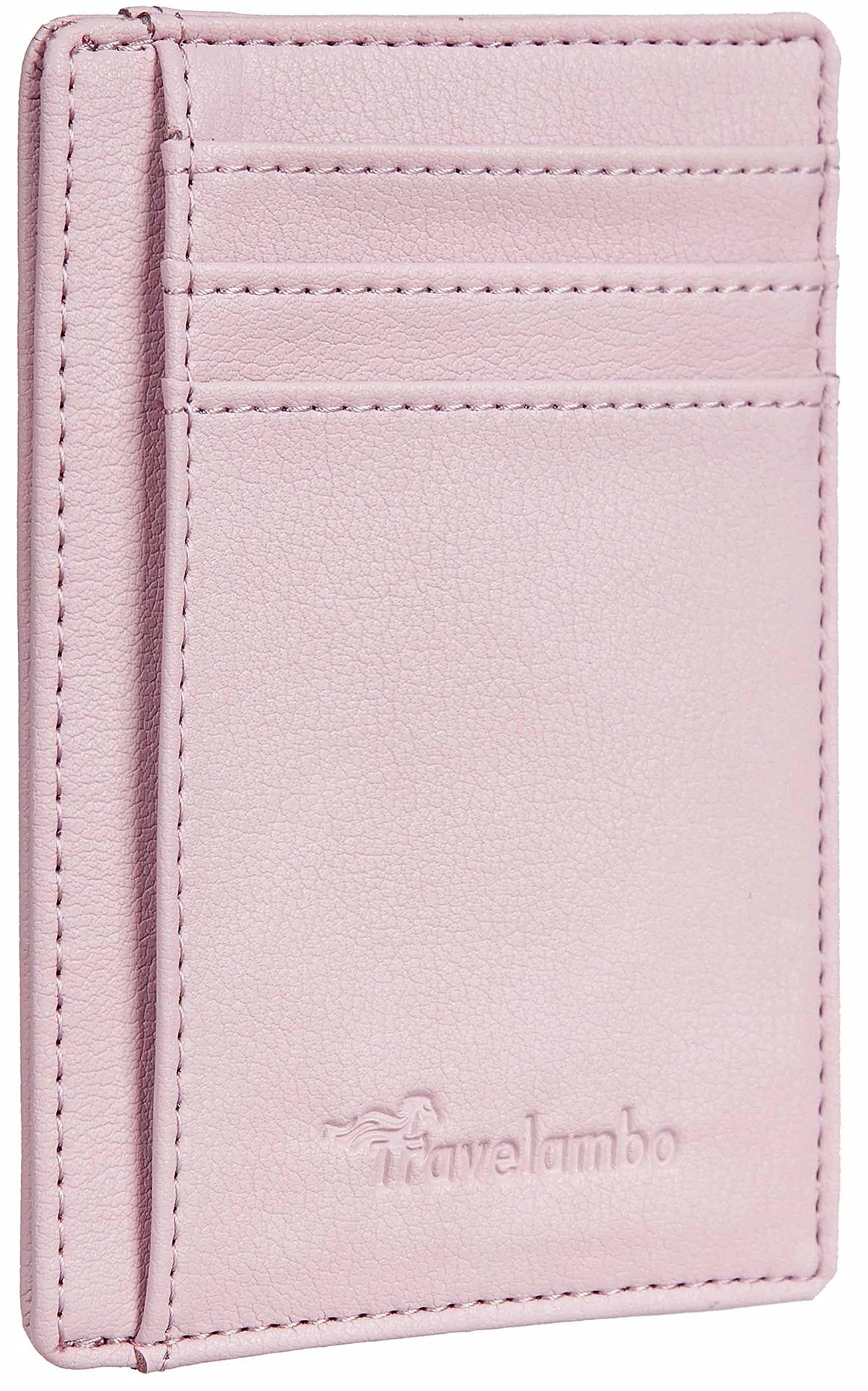 Travelambo Front Pocket Minimalist Leather Slim Wallet RFID Blocking Medium Size