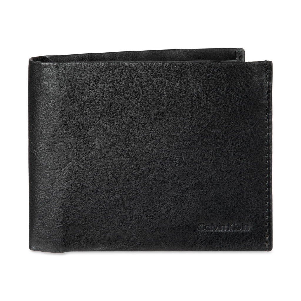 Calvin Klein Men's RFID Leather Minimalist Bifold Wallet with Multiple Card Slots and ID Window