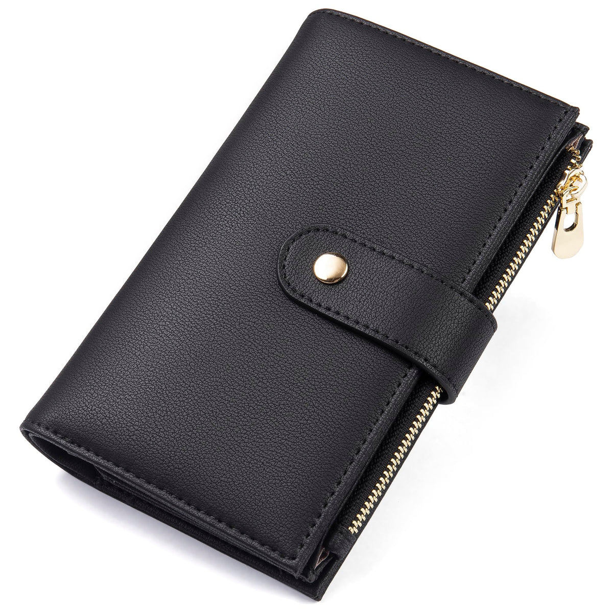 yiijay Women's Wallets RFID Blocking Leather Trifold Clutch Wallet Credit Card Holder Ladies Travel Wallet Purse with Passport/Pen Holder