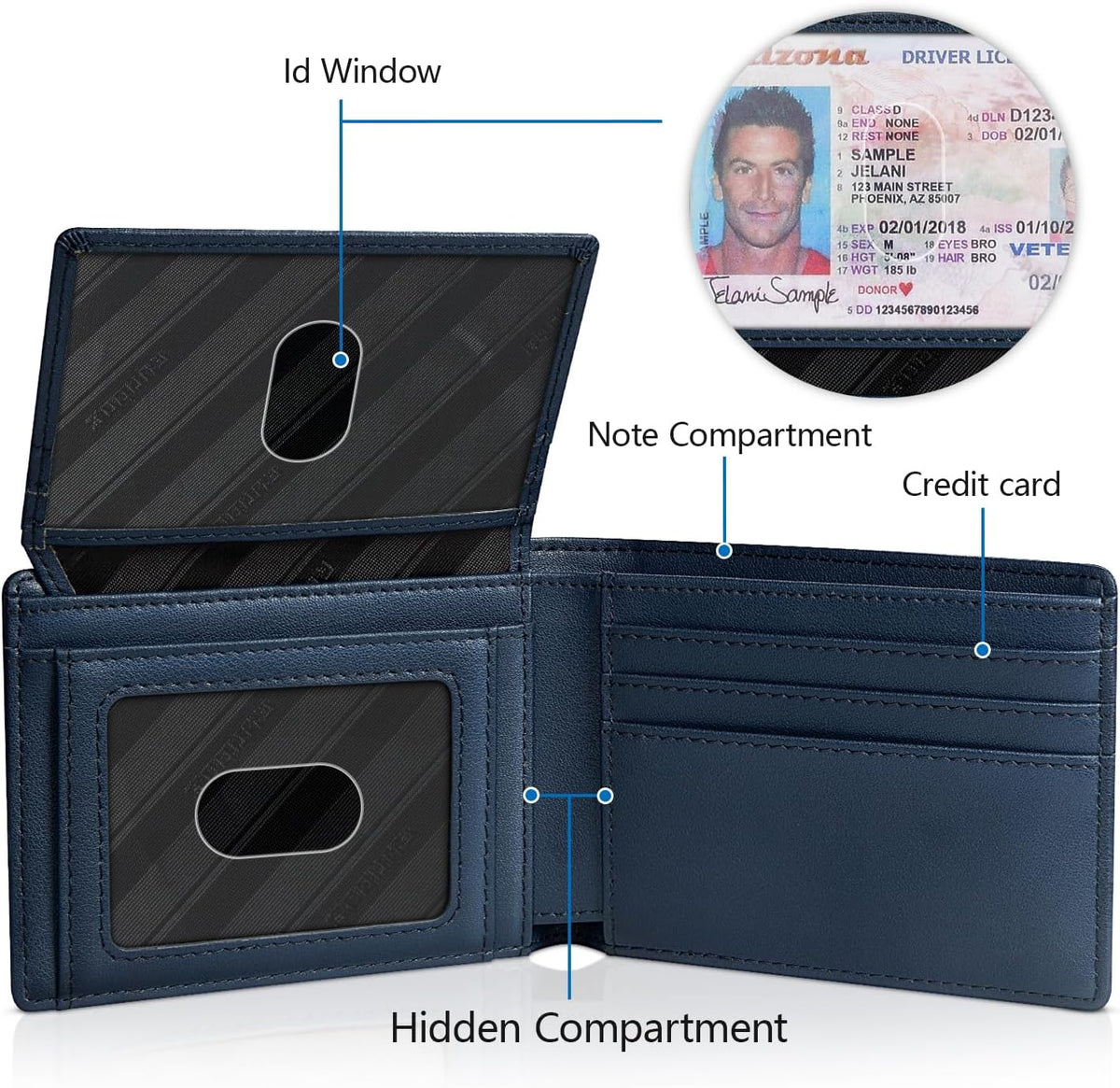RUNBOX Wallet for Men -Slim Rfid Leather Mens Bifold Novelty Wallets 2 ID Window With Gift Box Men's Accessories