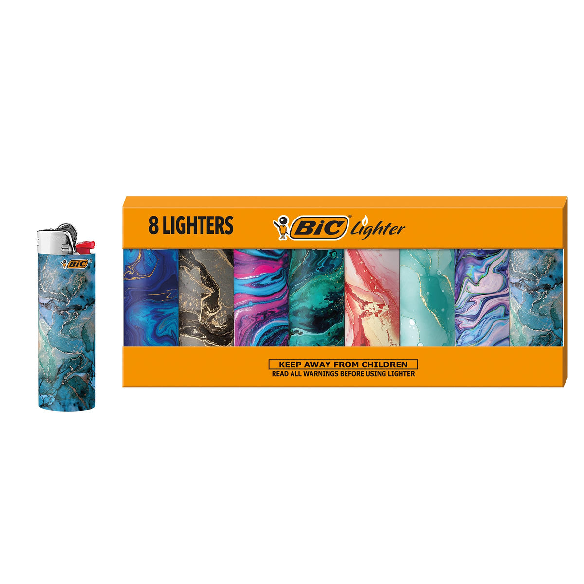 BIC Maxi Pocket Lighter, Special Edition Counterculture Series, 8 Count