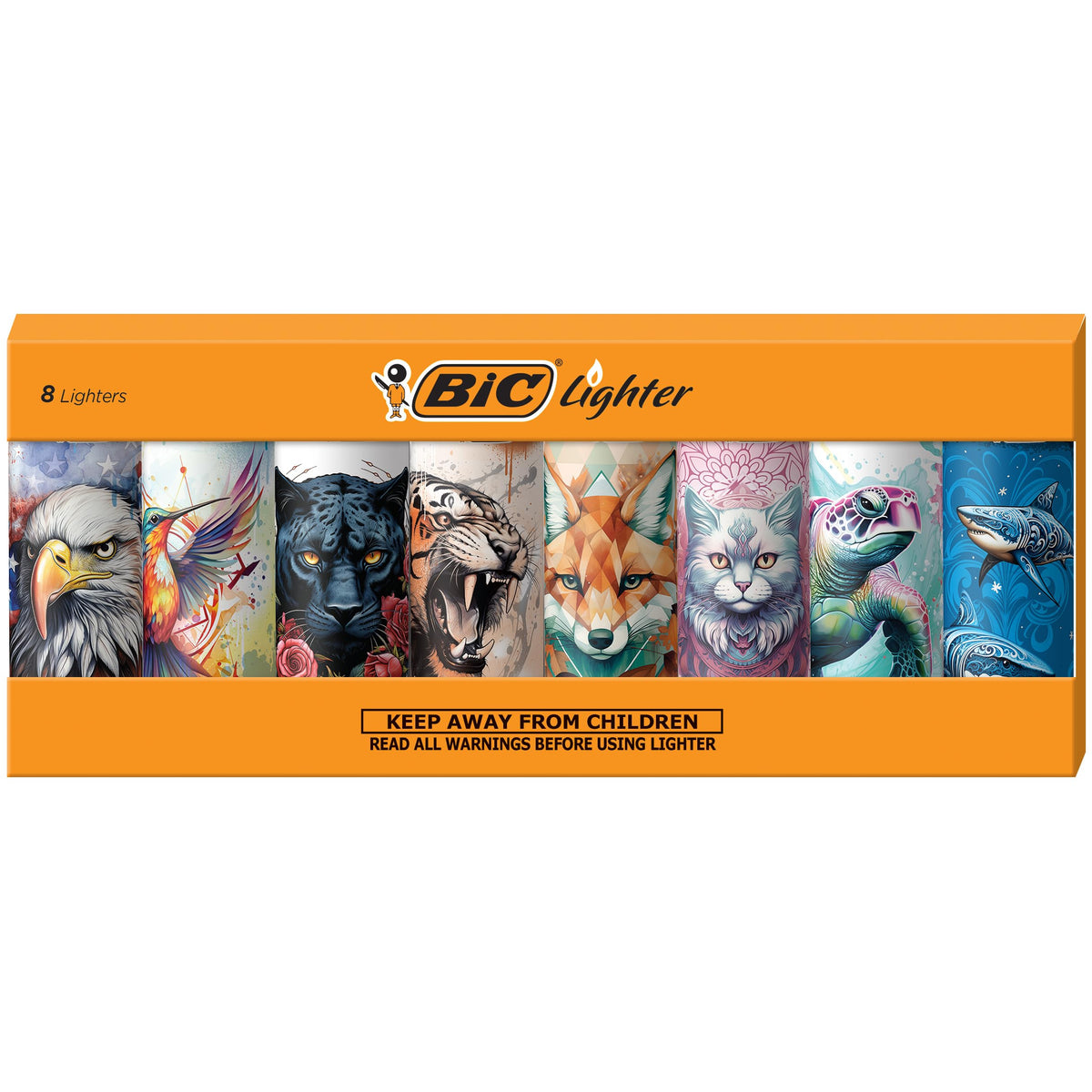 BIC Maxi Pocket Lighters, Cool and Reliable, Whimsical Collection, 8-Pack