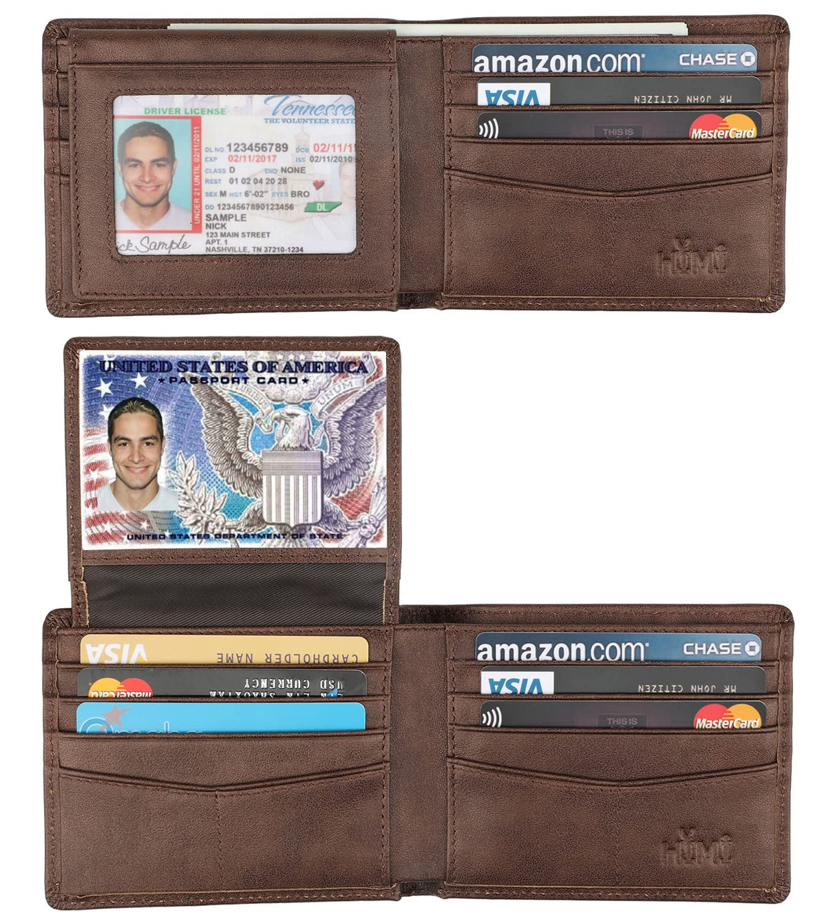 HIMI Wallet for Men-Genuine Leather RFID Blocking Bifold Stylish Wallet With 2 ID Window