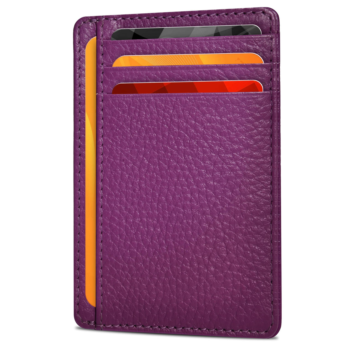 Slim Minimalist RFID Leather Wallet, Front Pocket Card Holder, Ebony