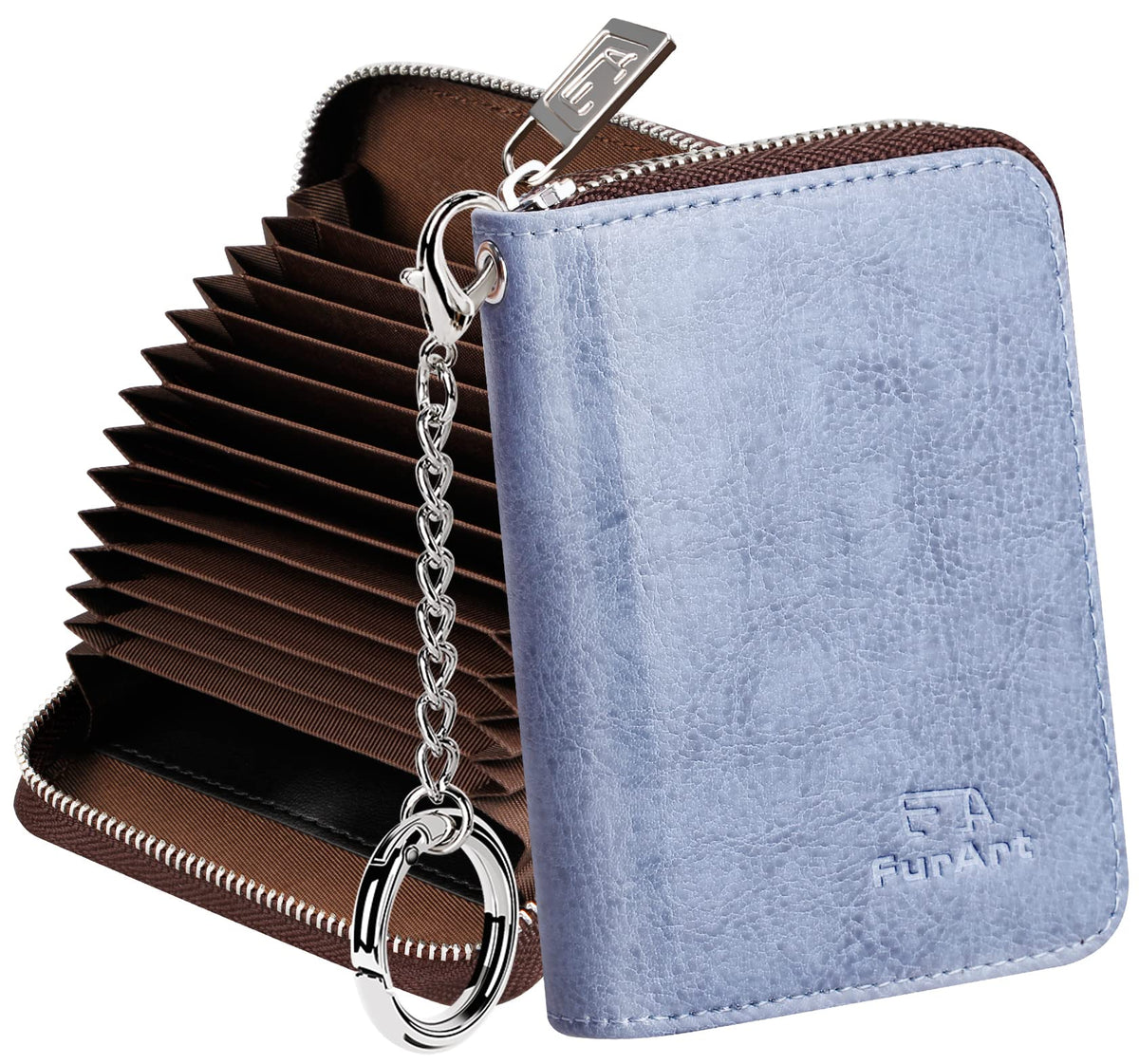FurArt Zipper Wallet Women RFID Credit Card Holder keychain Wallet