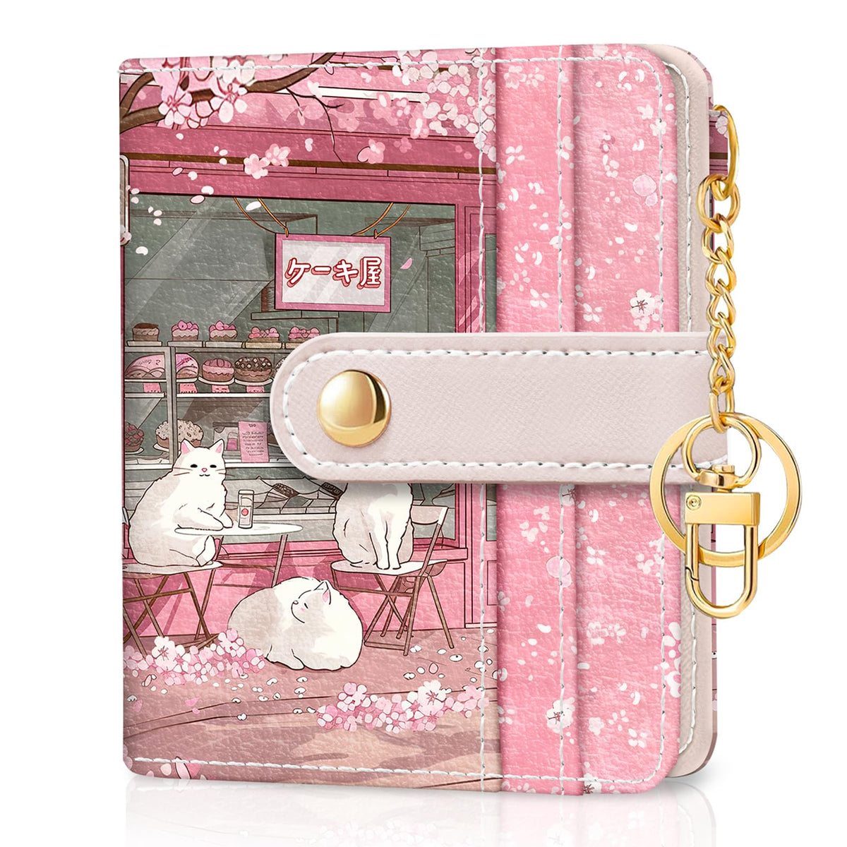 Jogjam Black Cat Floral Rfid Women Wallet, Small Slim Credit Card Holder