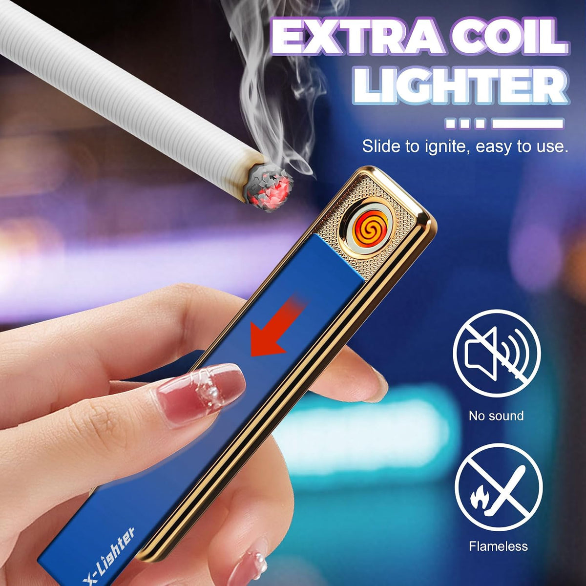 X-LIGHTER XL016 Vintage Cigarette Case with Lighter for 100's King Size, Retro Flower Metal 100mm Cigarette Holder Case for Men Women Thanksgiving Christmas Day Gift