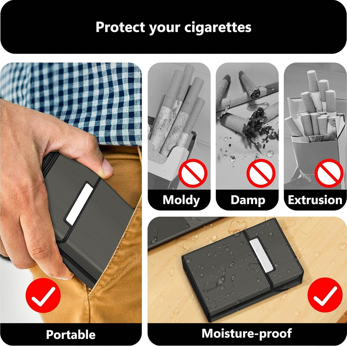 roygra Cigarette Case (2 Pack), Rechargeable Lighter and USB Charging Cable
