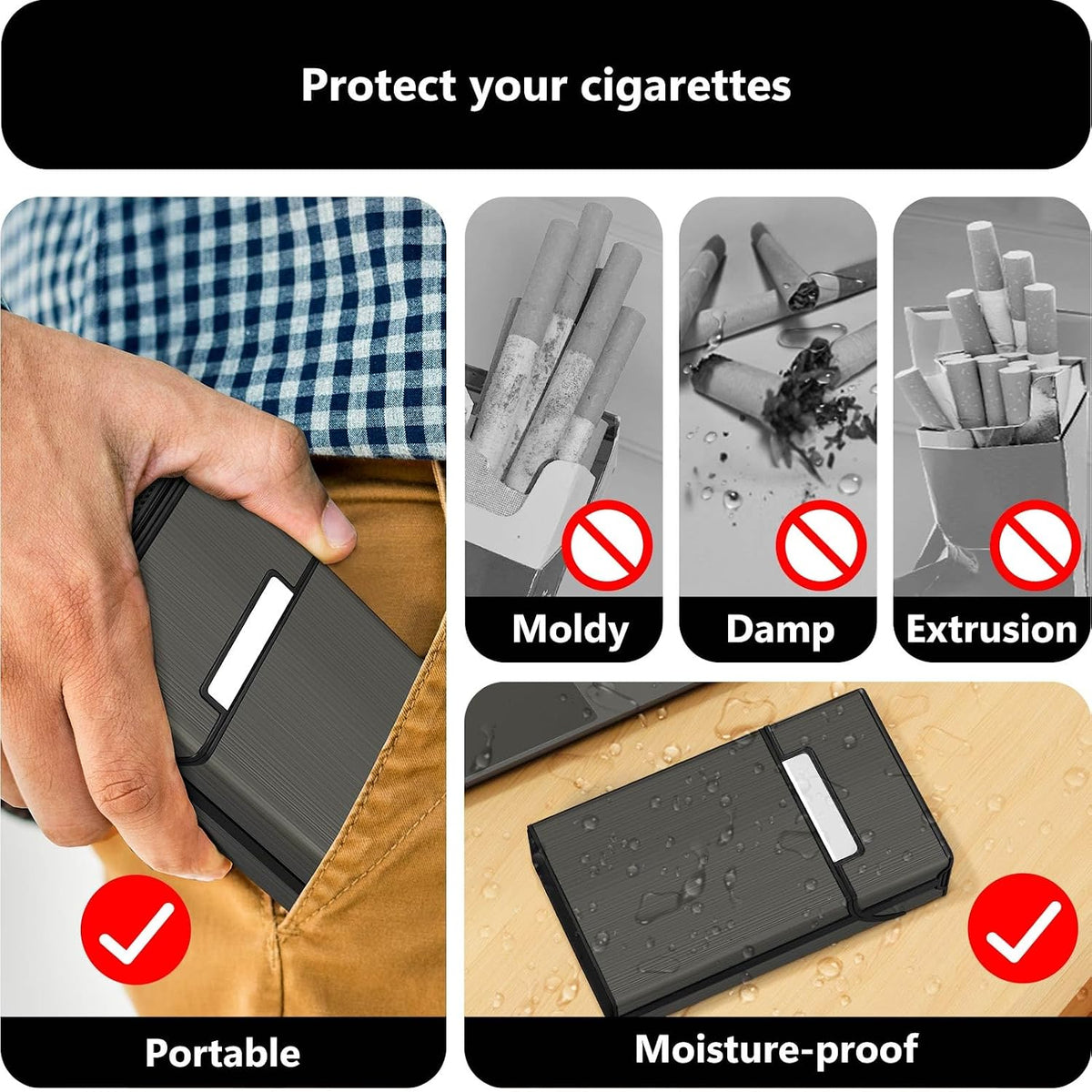 roygra Cigarette Case (2 Pack), Rechargeable Lighter and USB Charging Cable
