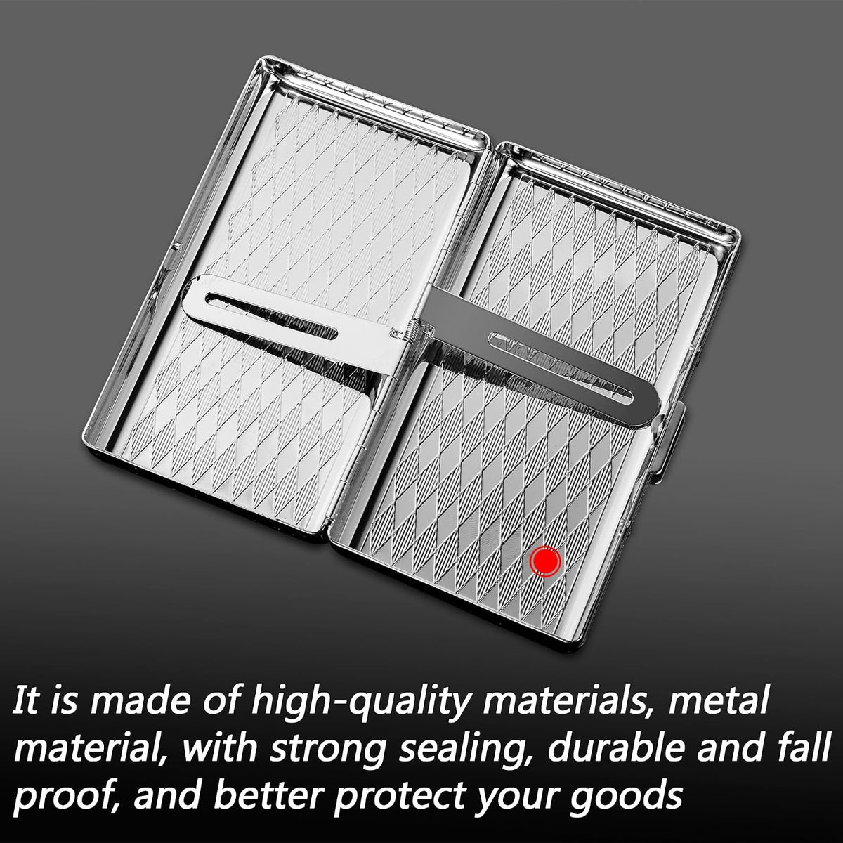 Goshentech Retro Metal lozenge space pattern case,14 Capacity,Metal Plated silver,Double-Sided,Bank Card case, Cash Box(100mm King Size) (Silver)