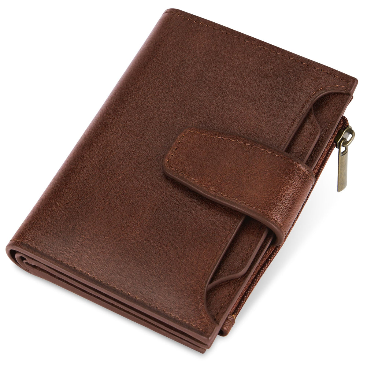 Airkit Small Wallet Women RFID Blocking Soft Leather Bifold Compact Card Holder Wallet for Women with Zipper Coin Pocket 4 ID Window