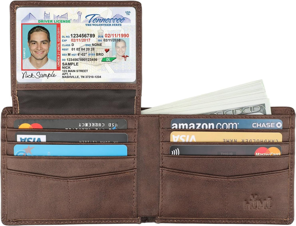 HIMI Wallet for Men-Genuine Leather RFID Blocking Bifold Stylish Wallet With 2 ID Window