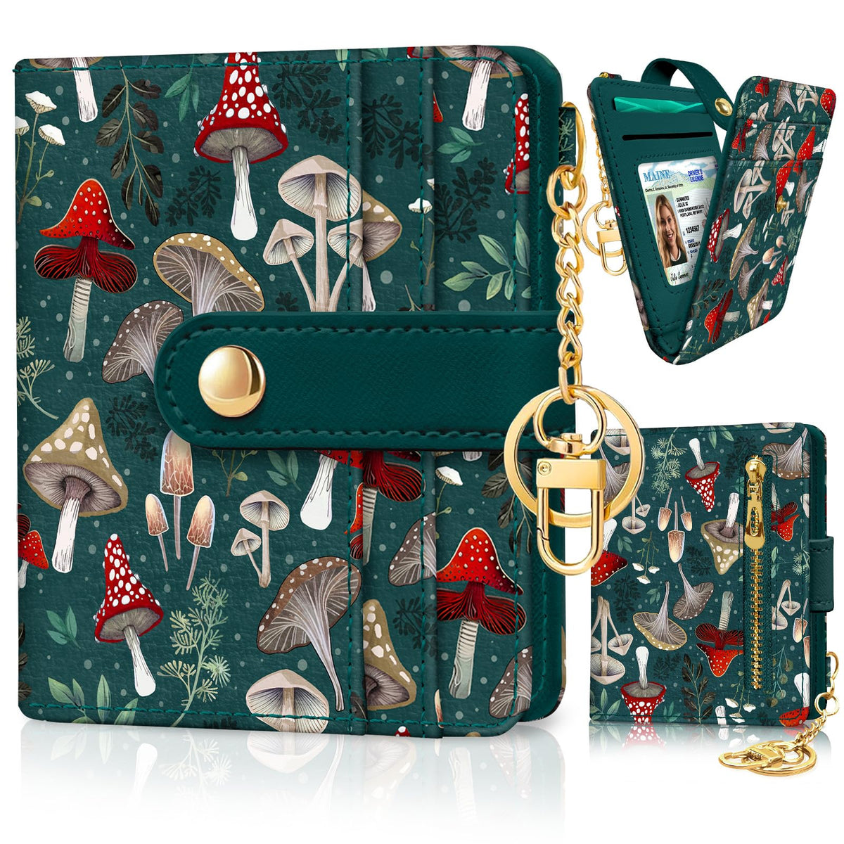 Jogjam Black Cat Floral Rfid Women Wallet, Small Slim Credit Card Holder