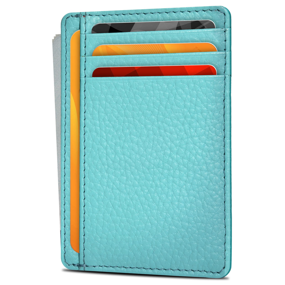 Slim Minimalist RFID Leather Wallet, Front Pocket Card Holder, Ebony