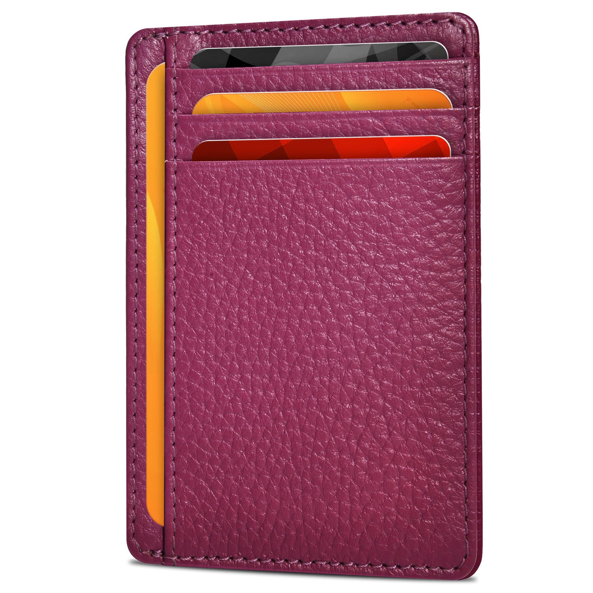 Slim Minimalist RFID Leather Wallet, Front Pocket Card Holder, Ebony