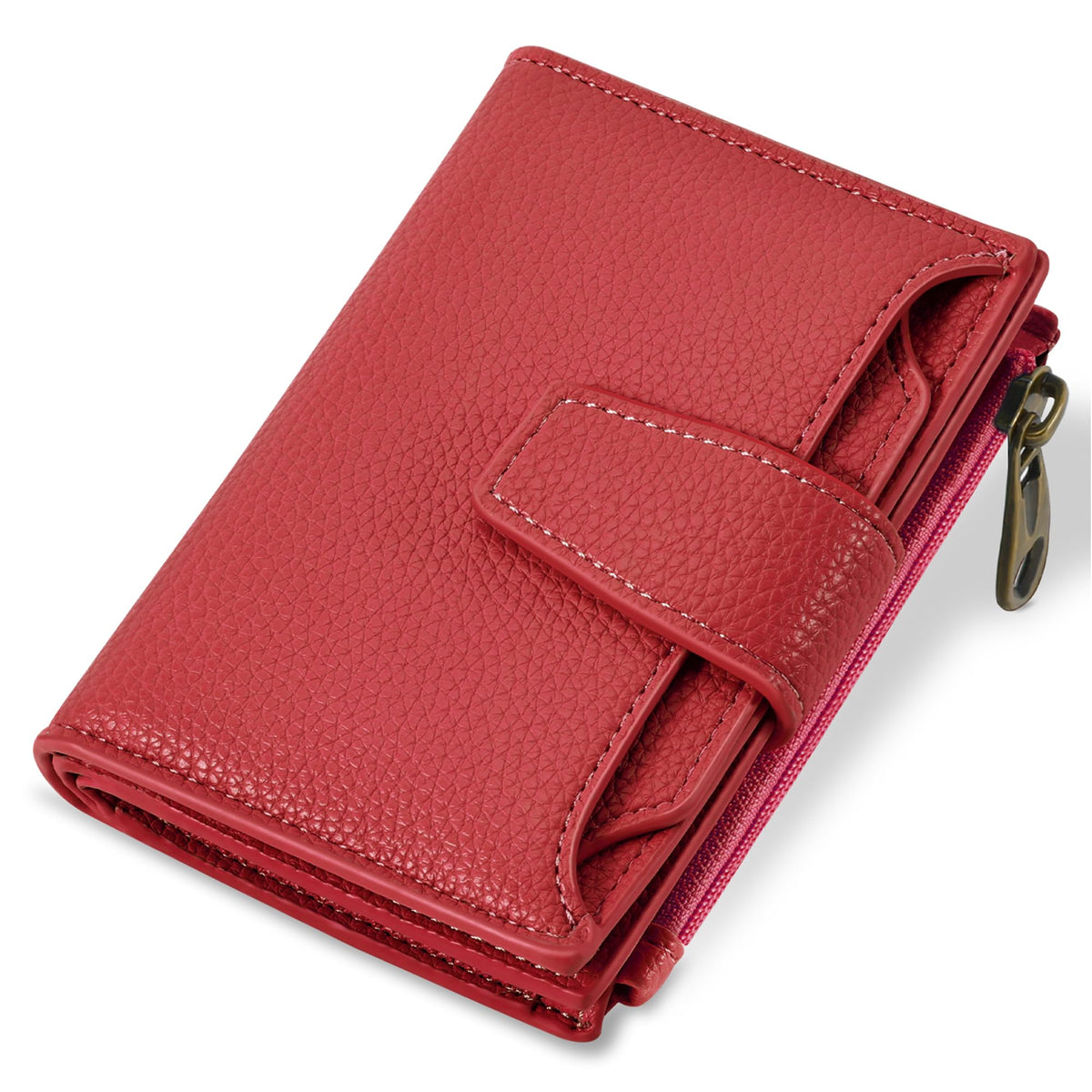 Airkit Small Wallet Women RFID Blocking Soft Leather Bifold Compact Card Holder Wallet for Women with Zipper Coin Pocket 4 ID Window