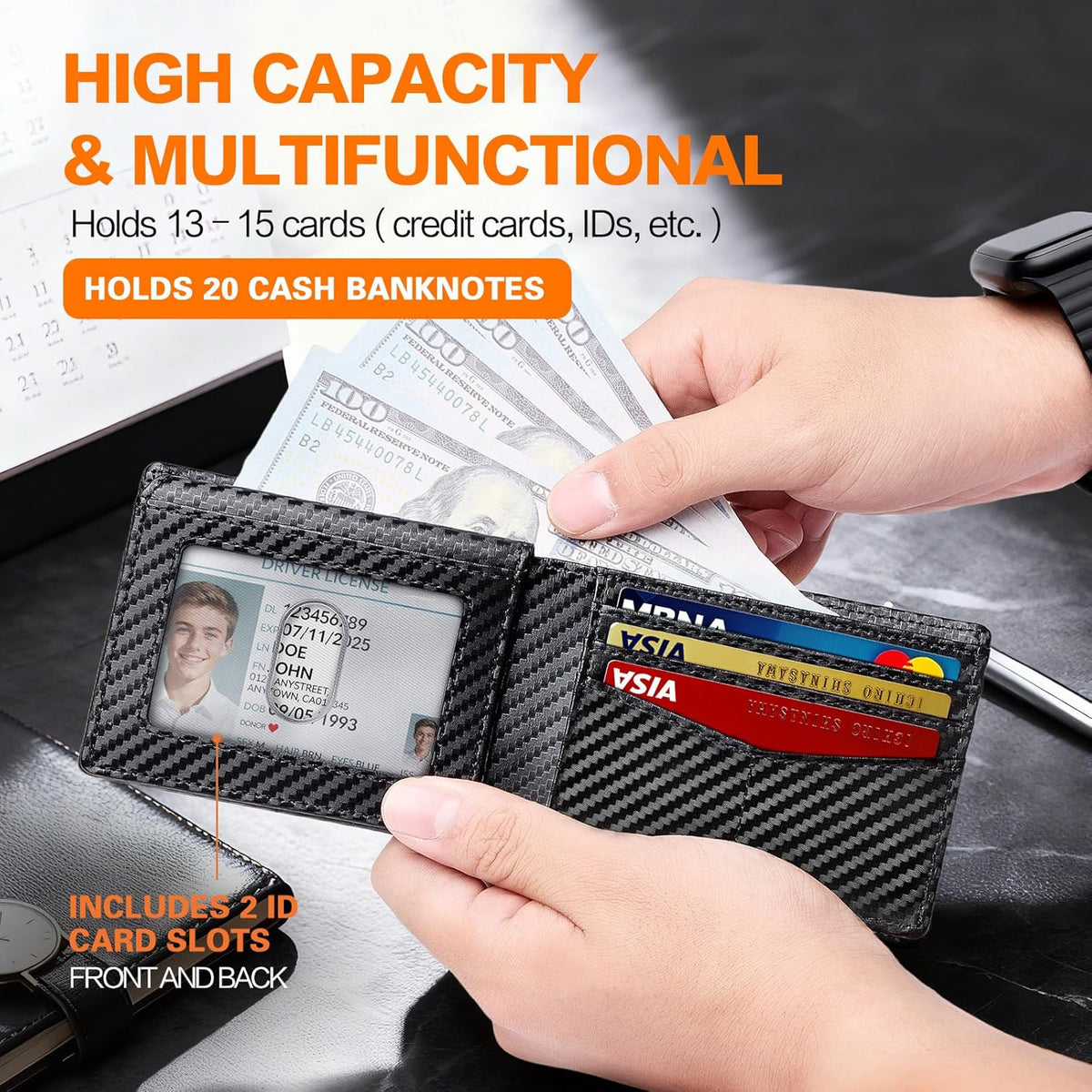 Wallet for Men AirTag Slim RFID Blocking Leather Bifold Gift Box