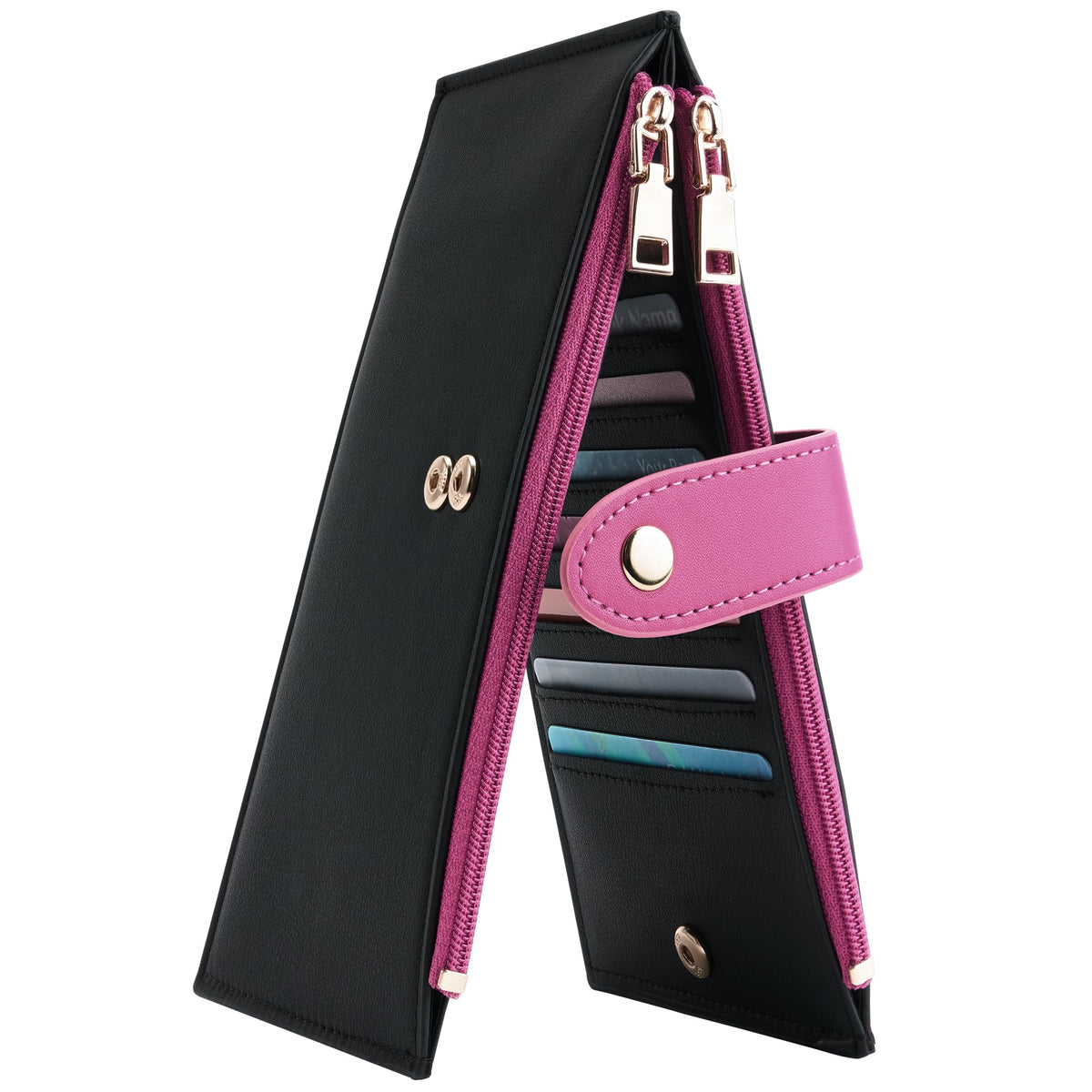 Travelambo Womens Leather Bifold Wallet, Slim RFID Blocking Card Holder