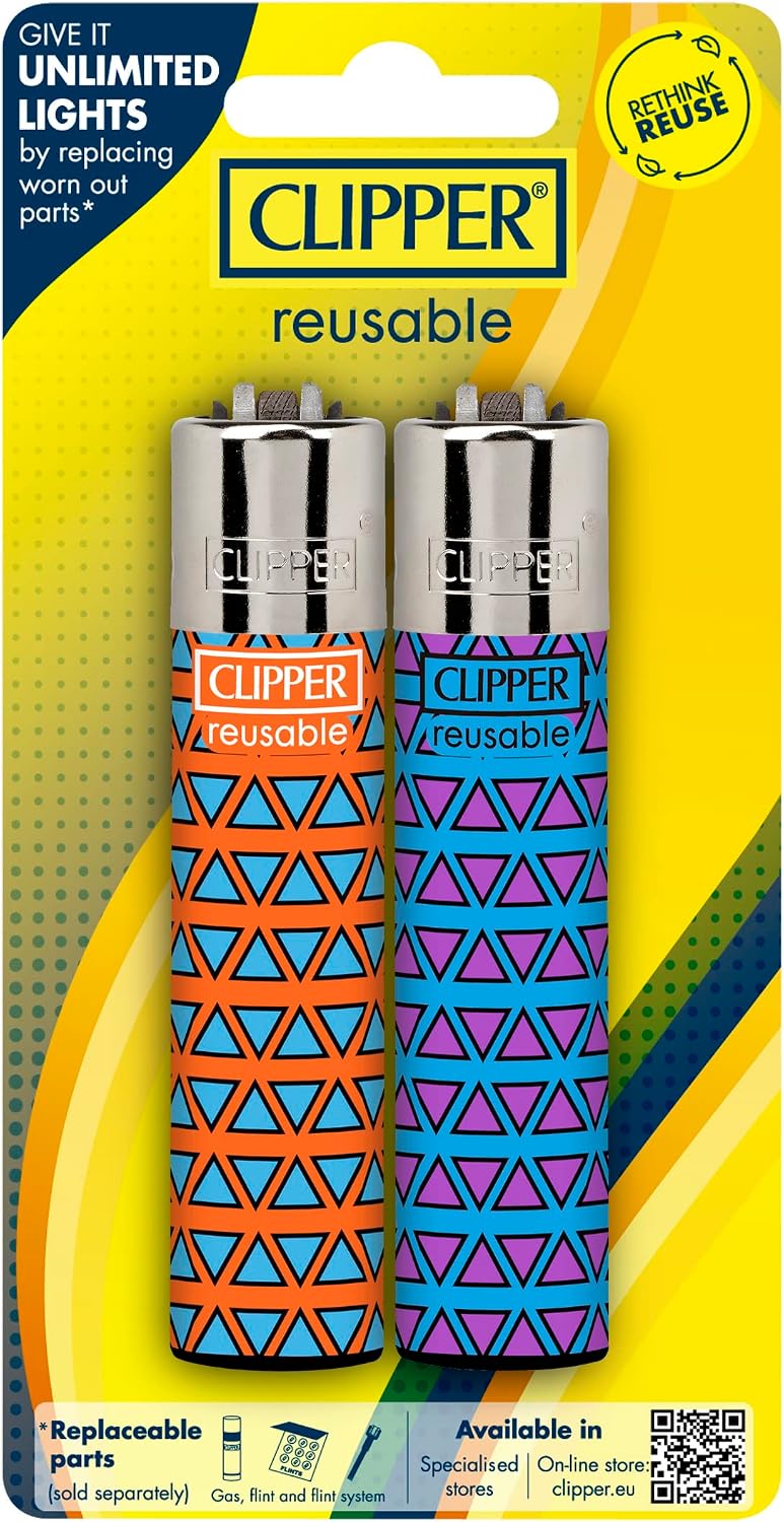 Clipper Classic Large Reusable Lighter, 16 Pack, Assorted Designs