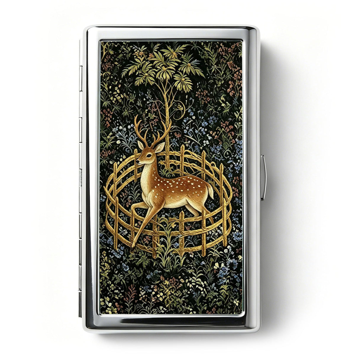 Vintage Art Deco Versatile Card & Cash/Cigarette Holder Case, Slim Metal Wallet for Women Men Credit ID Business Cards (#C)