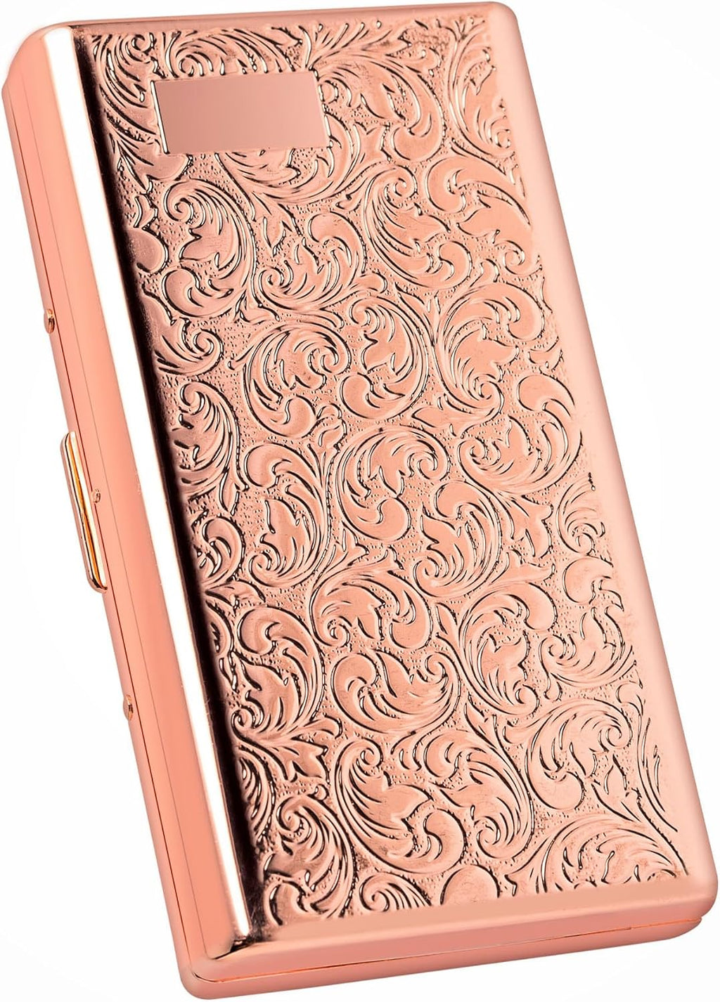 Goshentech Vintage Metal case,14 Capacity,Metal Plated Rose Gold,Double-Sided Open(Rose Gold,100mm King Size)