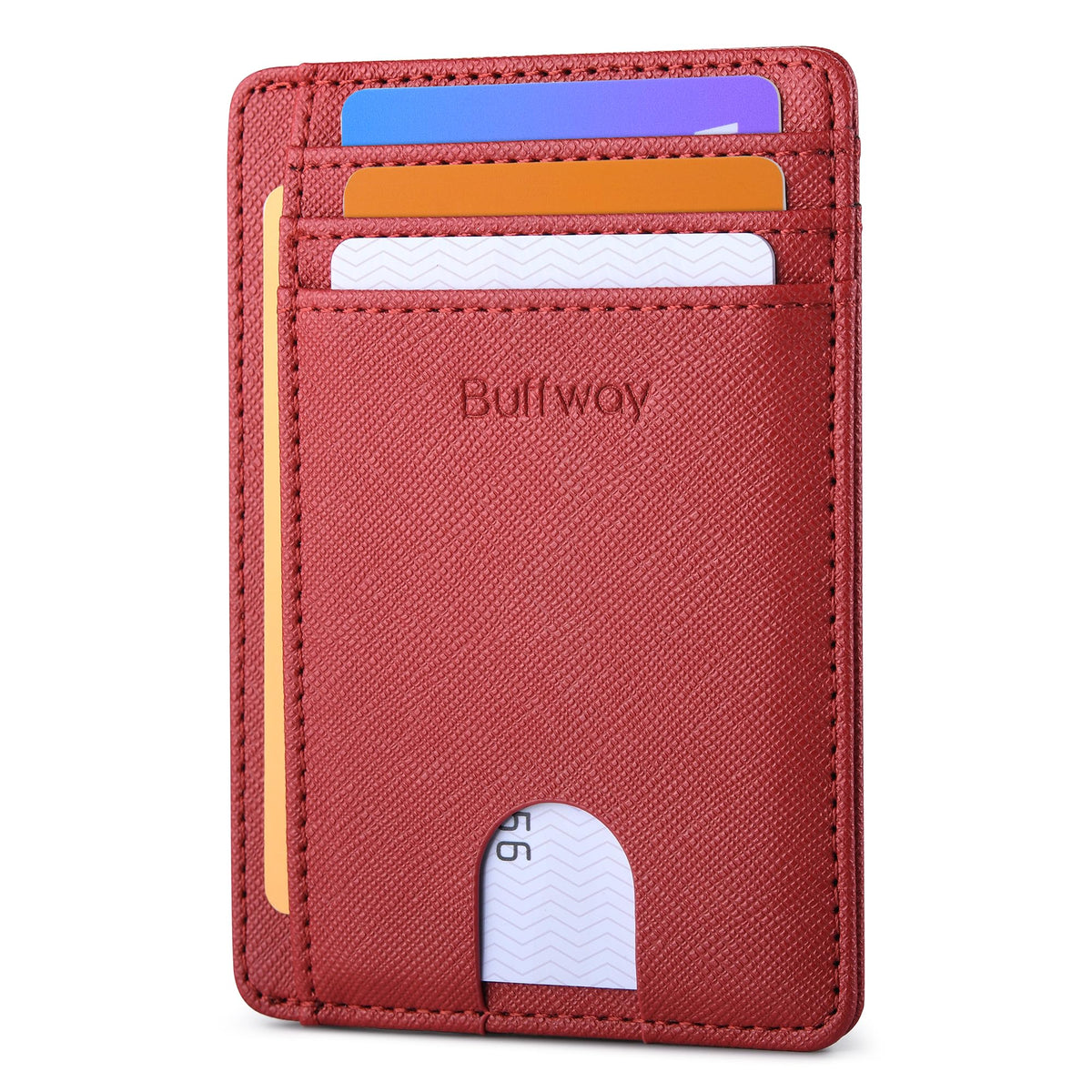 Buffway Slim Minimalist Front Pocket RFID Blocking Leather Wallets for Men and Women - Cross Black