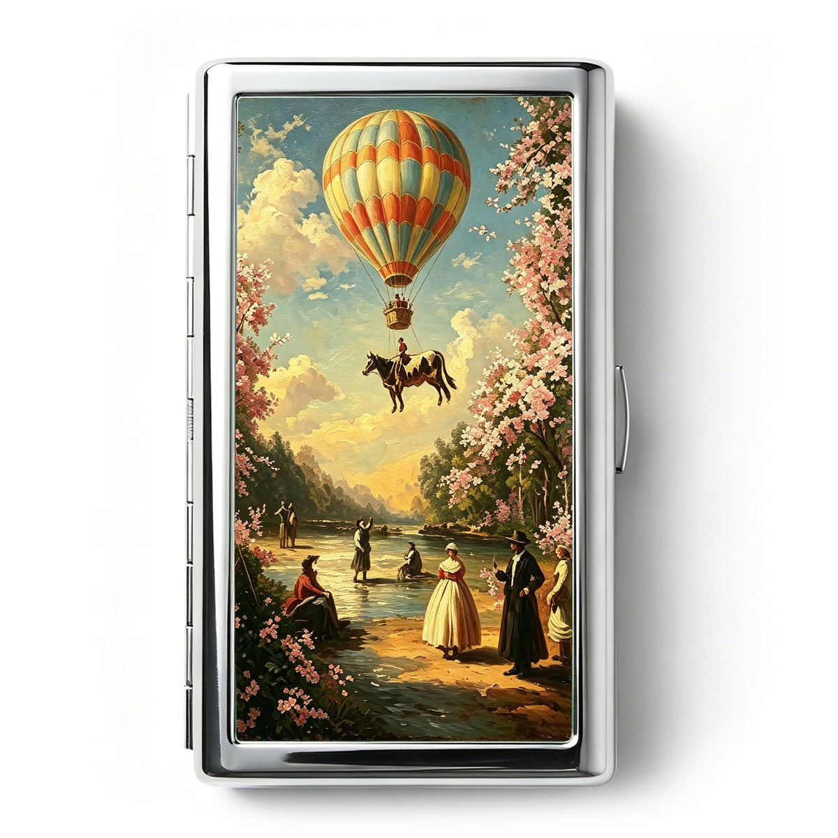 Vintage Art Deco Versatile Card & Cash/Cigarette Holder Case, Slim Metal Wallet for Women Men Credit ID Business Cards (#E)