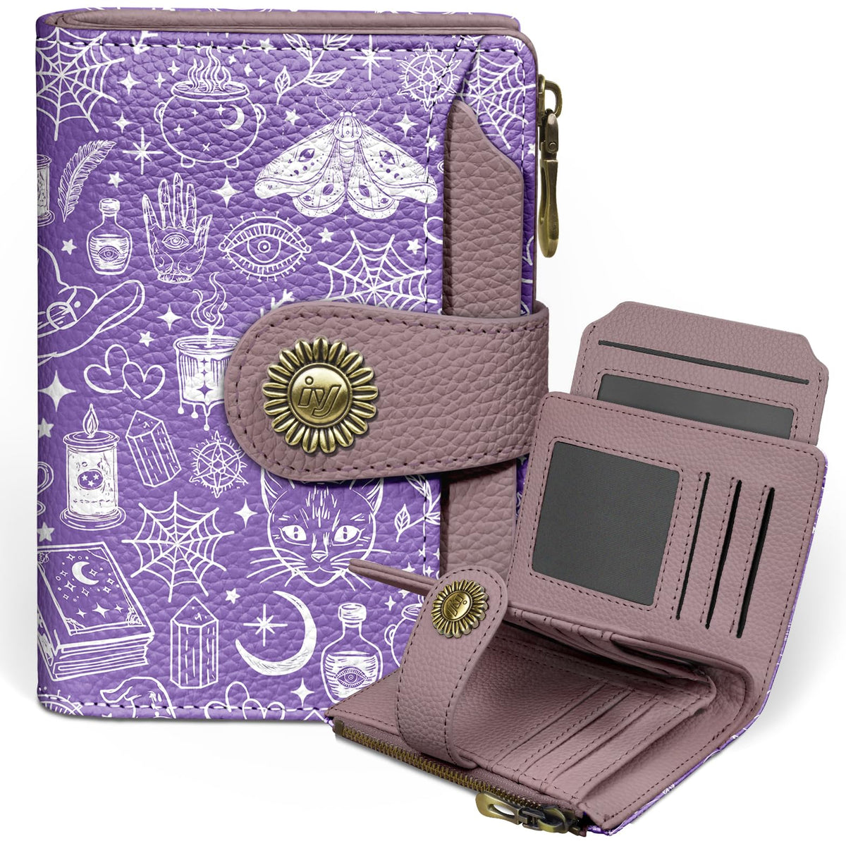 Icycay Cat Small Wallet Women RFID Blocking Bifold Cute Credit Card Holder