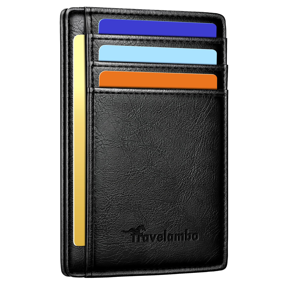 Travelambo Slim Wallet Front Pocket Minimalist Leather RFID Blocking Medium Size