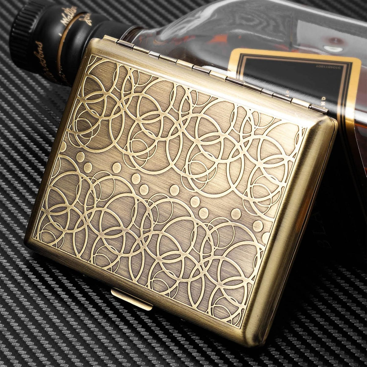Goshentech Retro Metal case,Plated Bronze,20 Capacity,for Men and Women (Bronze,100mm King Size)