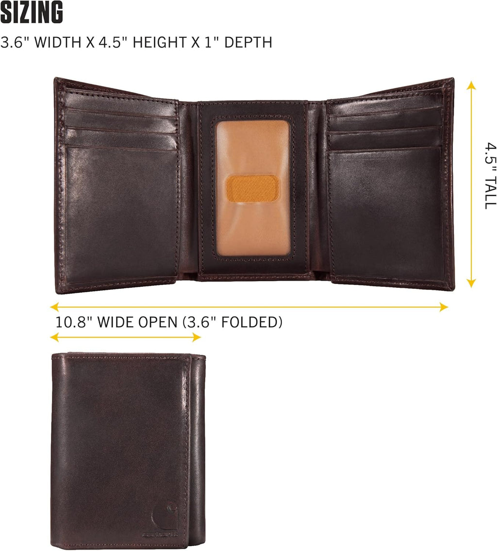 Carhartt Oil Tan Leather Trifold Wallet Brown