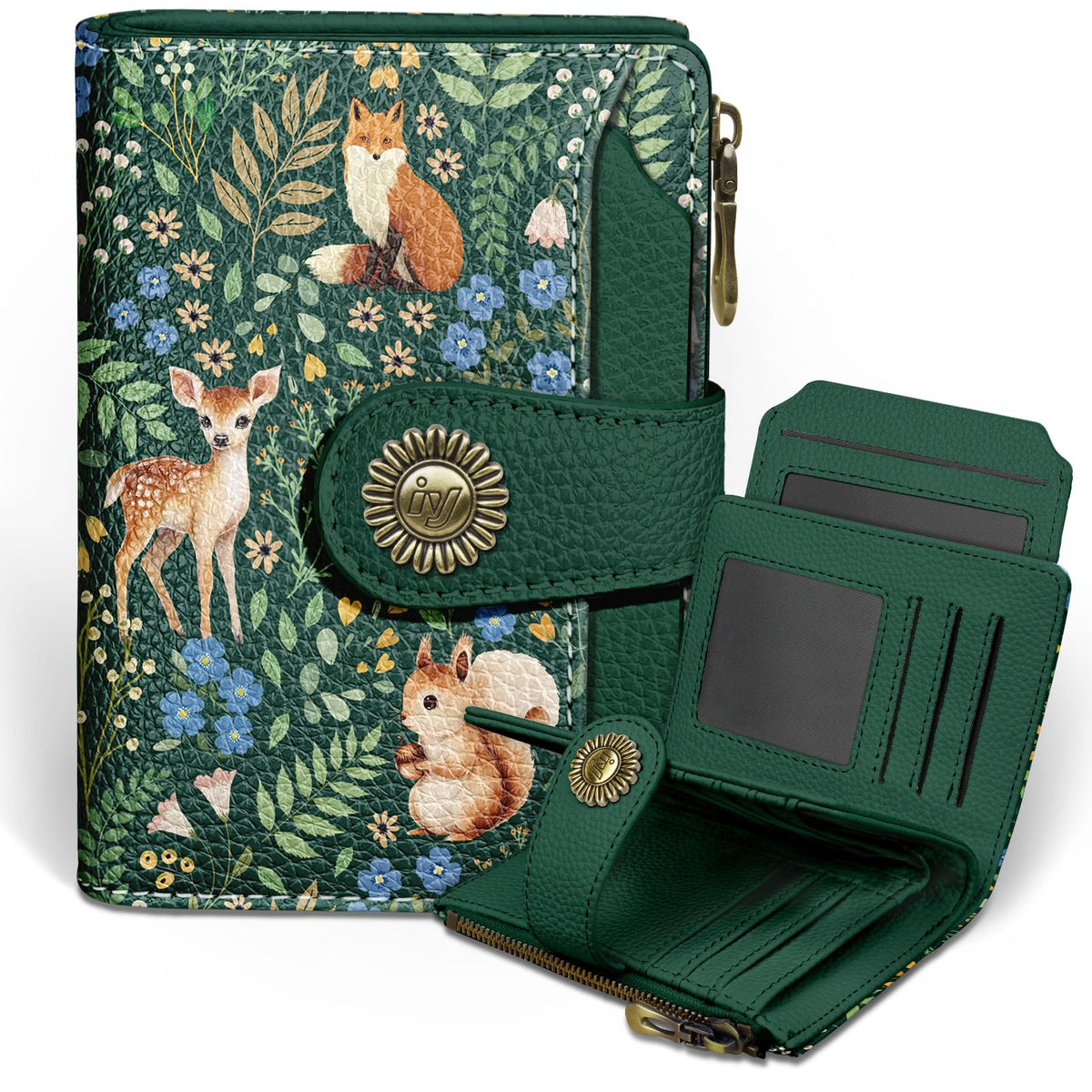Icycay Cat Small Wallet Women RFID Blocking Bifold Cute Credit Card Holder