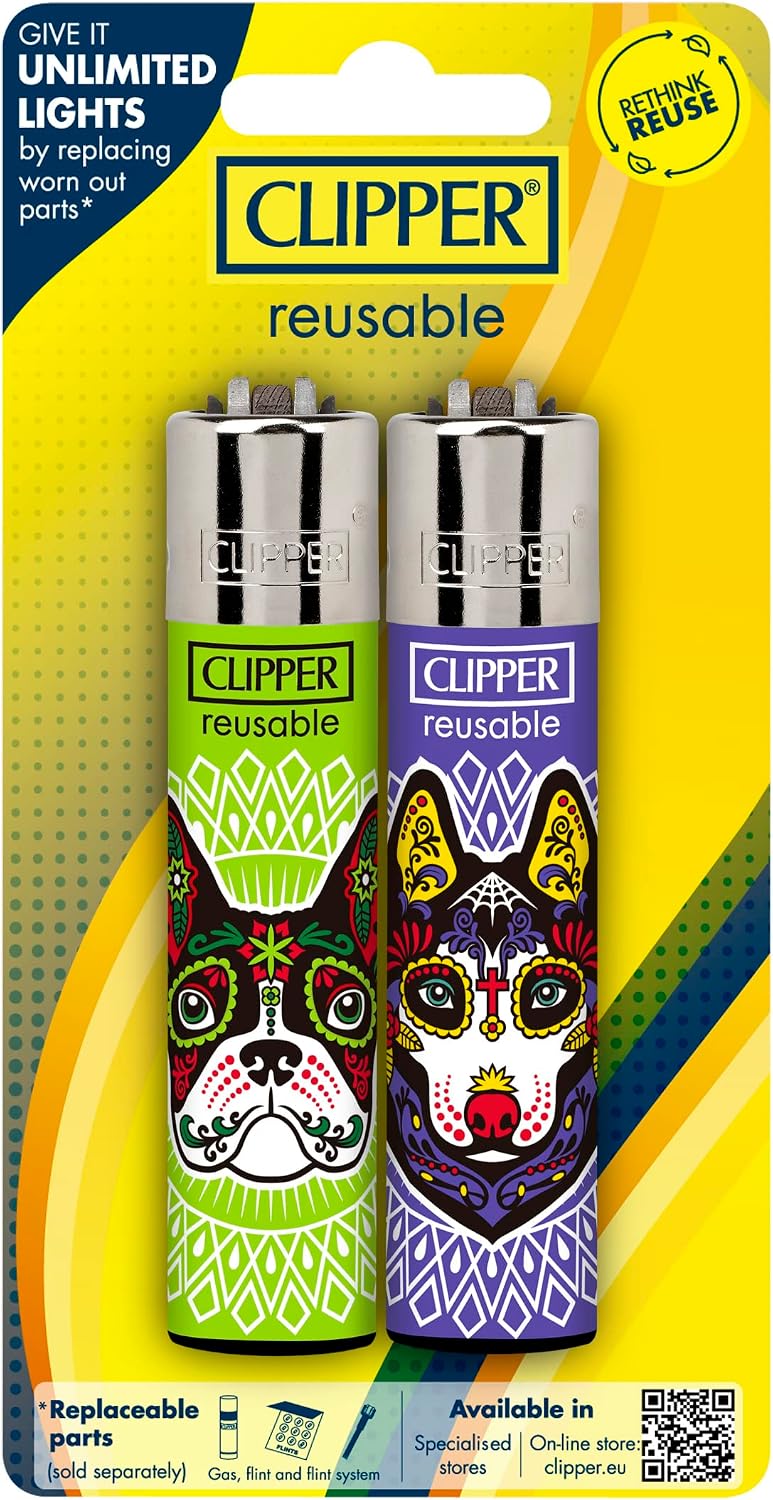 Clipper Classic Large Reusable Lighter, 16 Pack, Assorted Designs