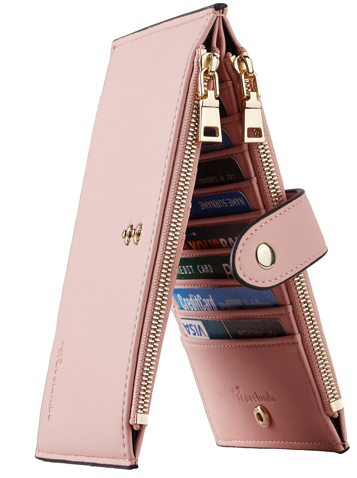 Travelambo Womens Leather Bifold Wallet, Slim RFID Blocking Card Holder