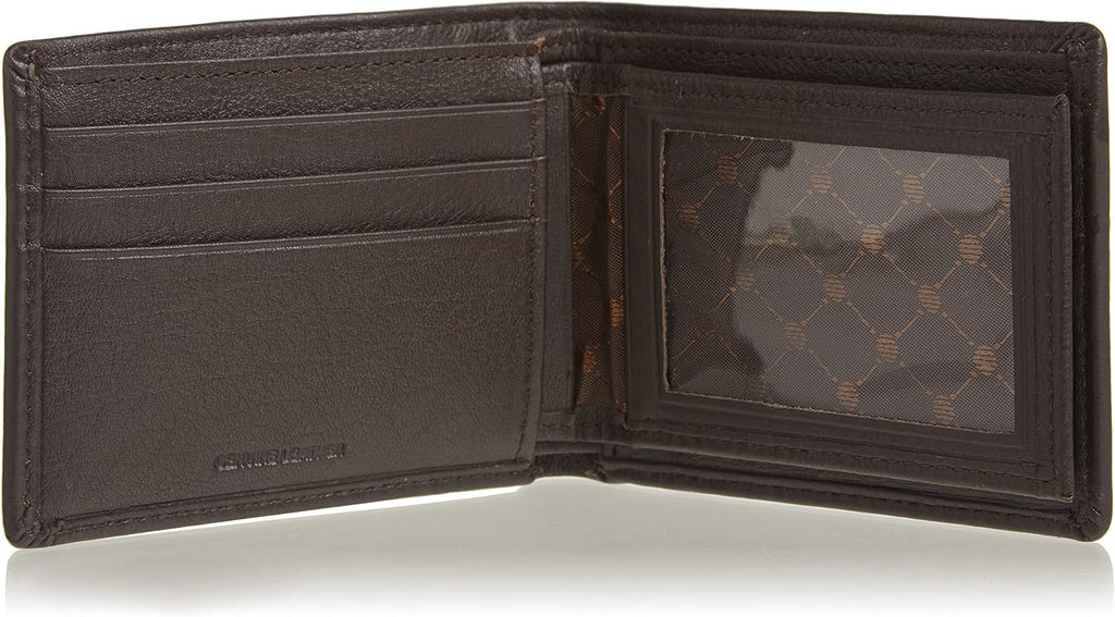 Perry Ellis Men's Park Avenue 100% Leather Wallet With Passcase, Bifold, Durable & Versatile, Black