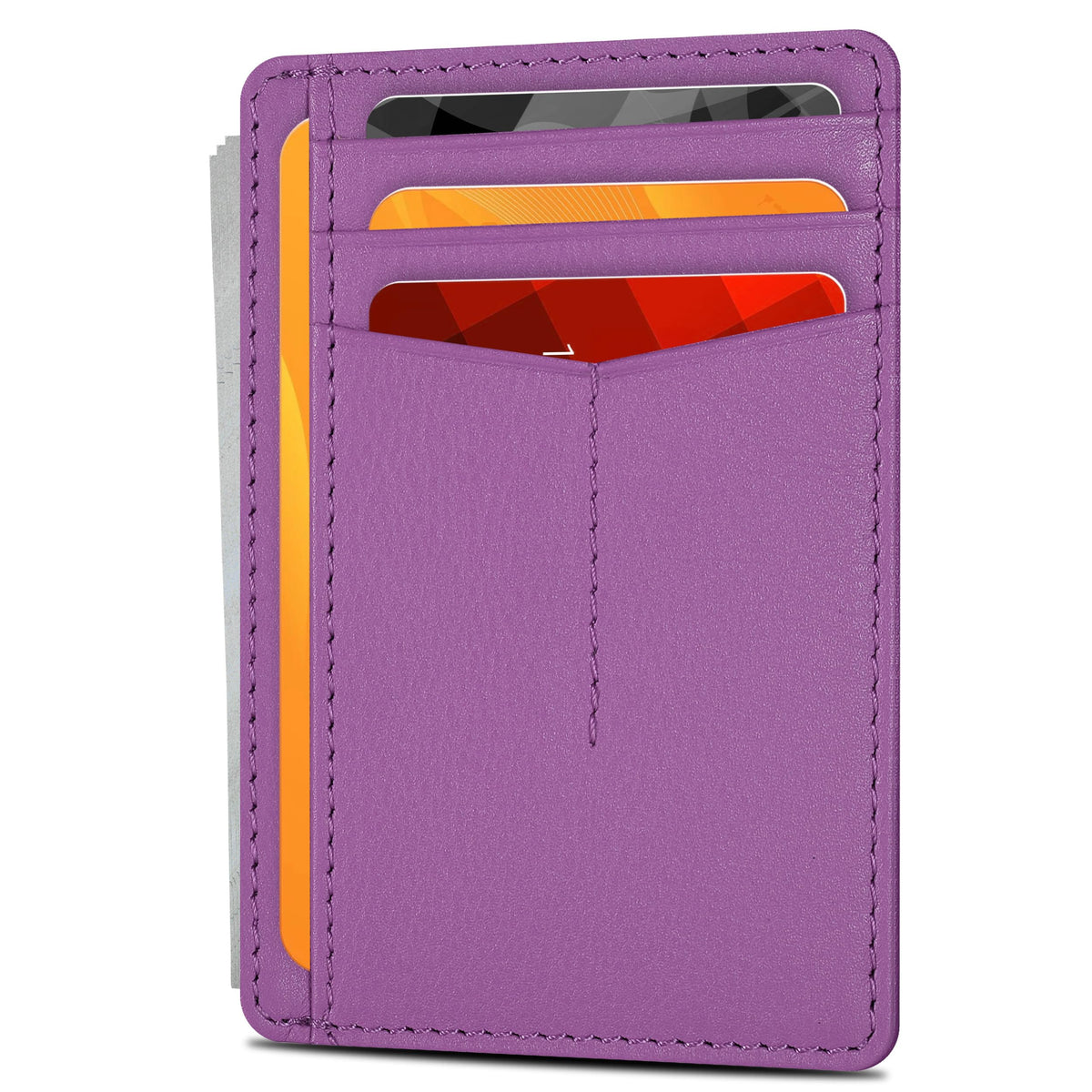 Slim Minimalist RFID Leather Wallet, Front Pocket Card Holder, Ebony