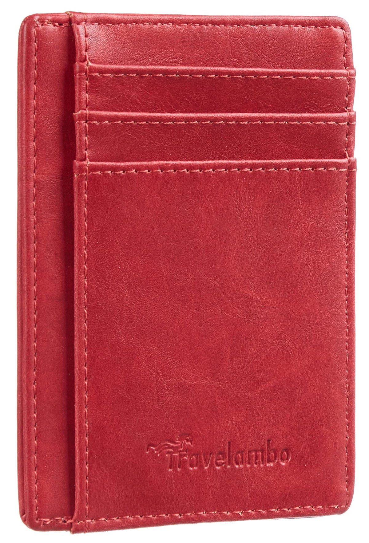 Travelambo Slim Wallet Front Pocket Minimalist Leather RFID Blocking Medium Size